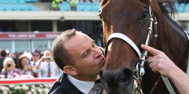 Trainer Chris Waller and Winx. Photo / NZ Racing Images