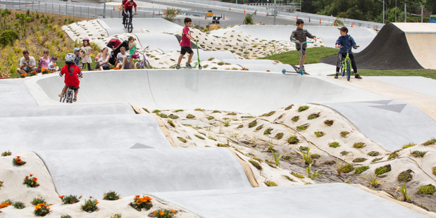 The pump section, in the foreground, at the Waterview skate and BMX park. Photo/Auckland Council