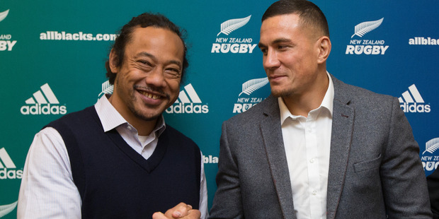 Blues coach Tana Umaga with Sonny Bill Williams. Photo / Brett Phibbs