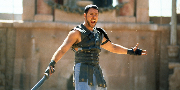 Russell Crowe with sword in a scene from the film 'Gladiator', 2000. Photo / Getty