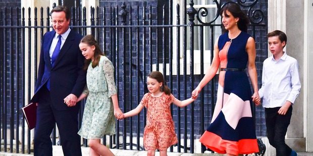 Prime Minister David Cameron and family seen leaving No10 on July 13, 2016 in London. Photo / Getty Images