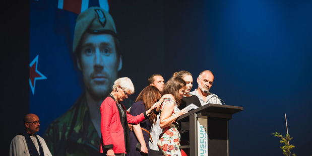 Loading Steve Askin's family delivered an emotional tribute at his funeral in Wigram today. Picture / NZDF