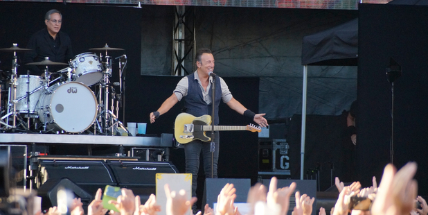 Bruce Springsteen opened the concert with a greeting of "Finally, Christchurch ...". Photo / Anastasia Hedge