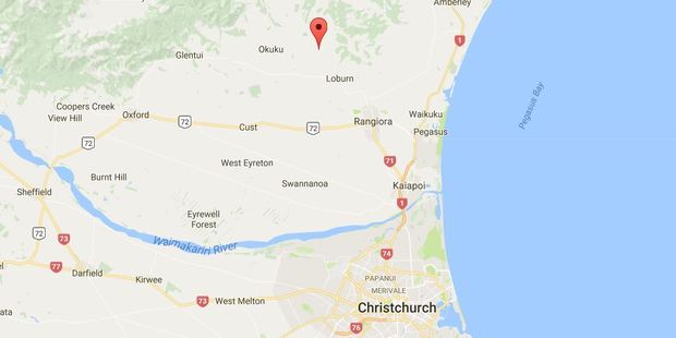 The AOS responded to a callout on Loburn-Whiterock Rd, northwest of Rangiora. Photo / Google Maps