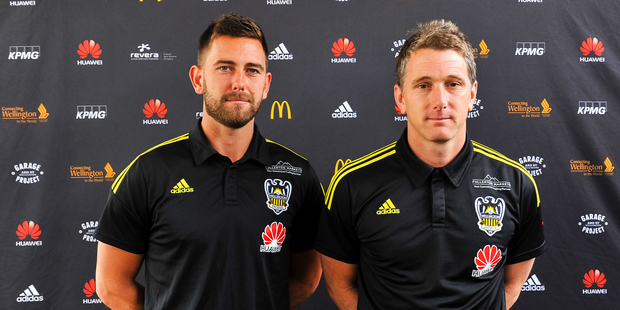 Des Buckingham and Chris Greenacre during the Wellington Phoenix. Photo / Photsport