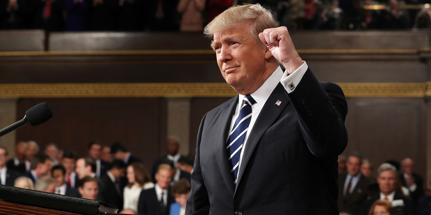 President Donald Trump gestures as he arrives on Capitol Hill. Photo / AP