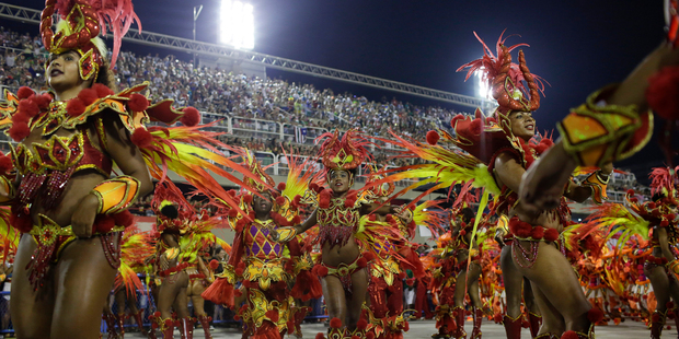 Performers from the popular Salgueiro samba school parade during Carnival celebrations at the Sambadrome in Rio de Janeiro, Brazil. Photo / AP