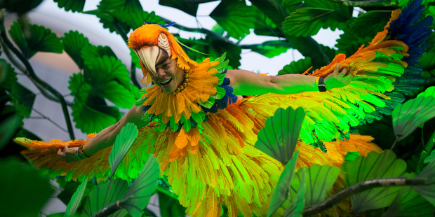 A performer from the Beija Flor samba school parades during Carnival celebrations at the Sambadrome in Rio de Janeiro, Brazil. Photo / AP