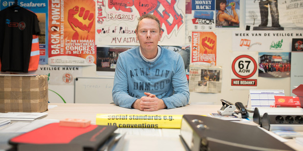 'Robotization is taking our jobs,' says Niek Stam, leader of the FNV Havens labor union that represents the stevedores loading and unloading cargo at Rotterdam's port. Photo / Bloomberg