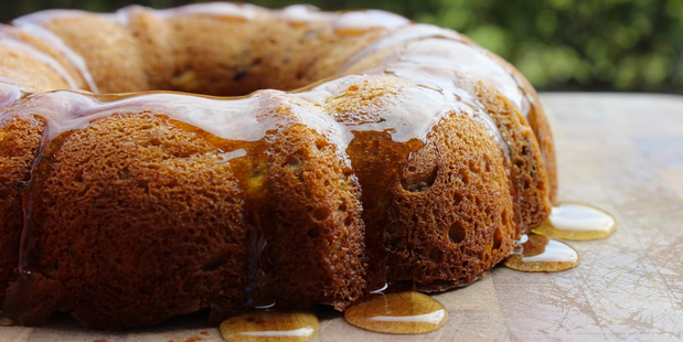 Banana and peanut butter bundt cake with honey glaze. Photo / Eleanor Ozich