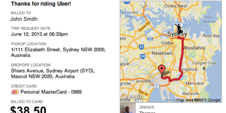Screenshots of the Uber car request service app