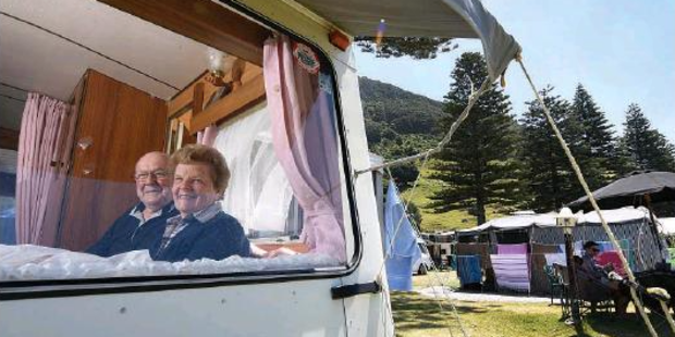 Laura and Don Murray have been camping at the same campsite at the Mount Maunganui Beachside Holiday Park for almost 60 years.