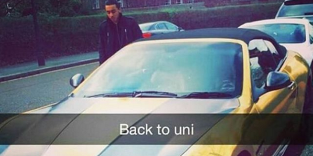 Back to uni in style, albeit trashy style. Photo / Instagram