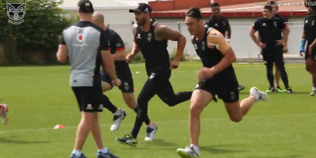 The Warriors go head to head in a speed training session.