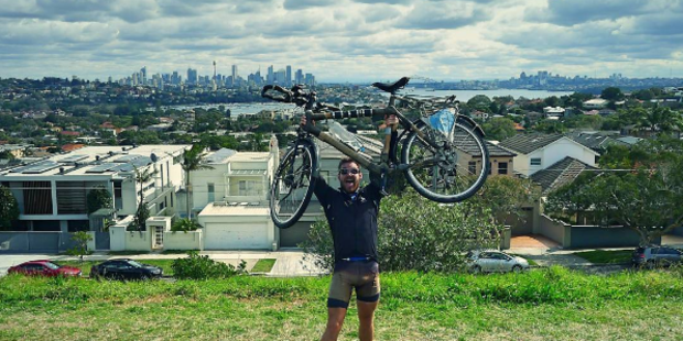French campaigner Theo Rohfritsch, pictured in Sydney, has arrived in New Zealand as part of a 14-month, 25,000km world tour to highlight the global water crisis. Photo: Supplied
