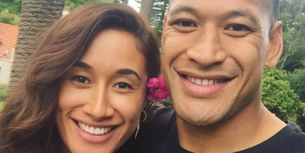 Star netballer Maria Tutaia and Wallabies fullback Israel Folau have not yet had the conversation of where they'll end up living. Photo / Twitter
