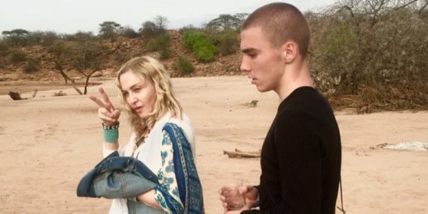Madonna has defended her son Rocco, the two seen here in Africa, following his arrest earlier this week. Photo/Instagram