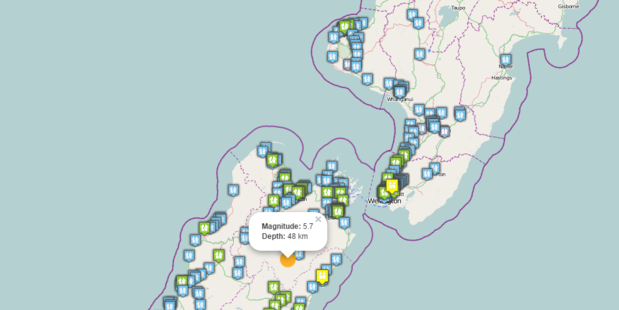 GeoNet map shows where people have reported feeling the earthquake.