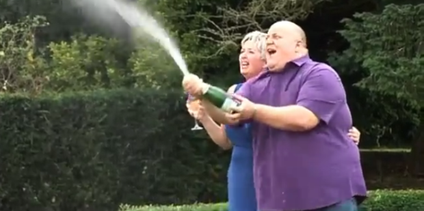 Euromillions winners Adrian Bayford and his former wife, Gillian, in 2012. Now Mr Bayford's new fiancee has reportedly left him and taken 30 thoroughbred horses worth up to 300,000 pounds with her. Screengrab / Daily Mail