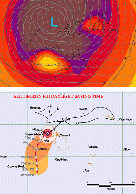 Cyclone Evan Roaring across Fiji