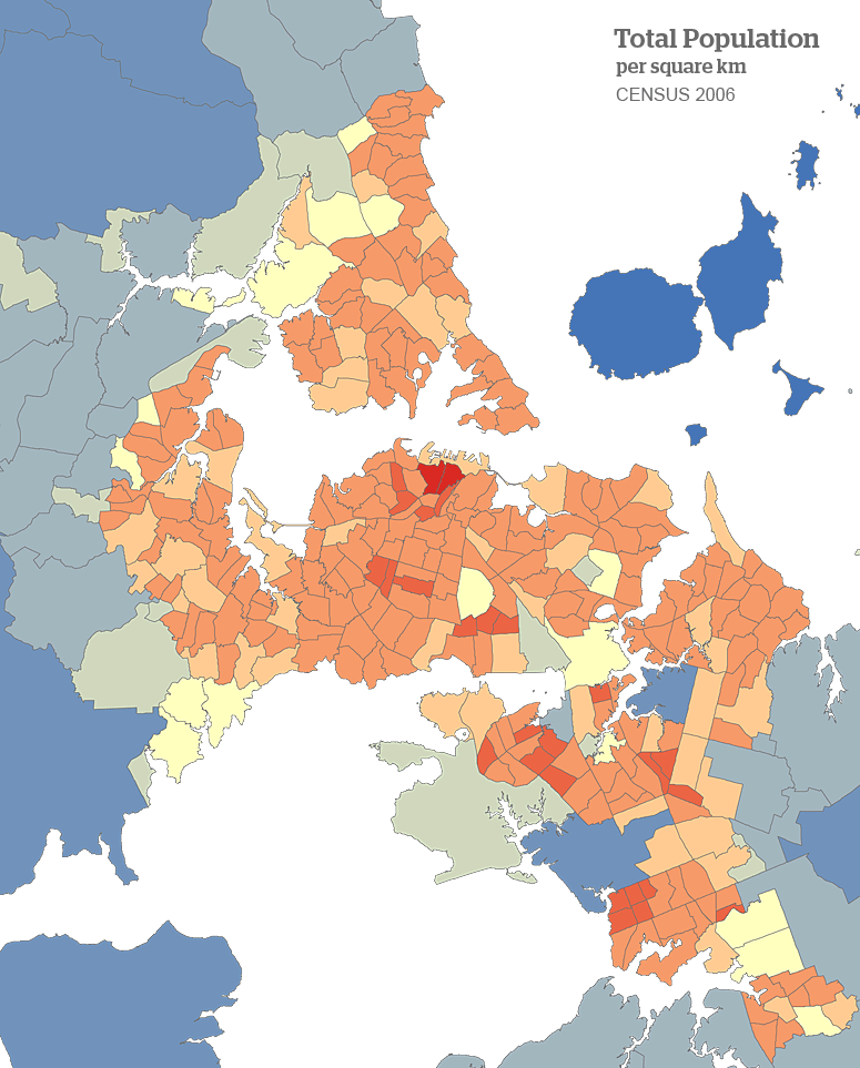 Total Population in Auckland by census 2006