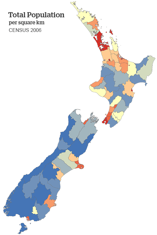 Total Population in New Zealand by census 2006