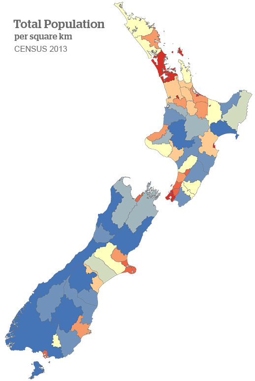 Total Population in New Zealand by census 2013