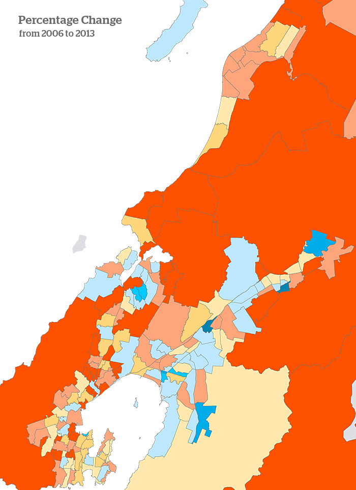 Percentage Change in Wellington by census 2013