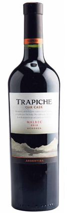 16$ Trapiche Oak Cask Mendoza Malbec 2012: Generous ripe and supple black plum fruit