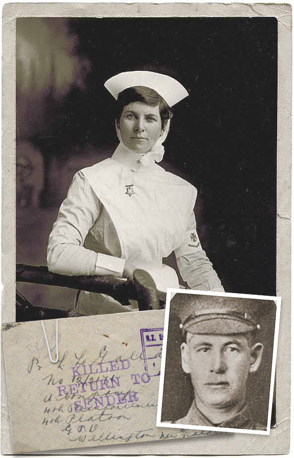 Lottie Le Gallais, her brother Leddra and one of the letters sent back to her. | Auckland War Memorial Museum, PH-1995-2-3