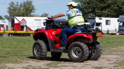 sergent nigel hurley patrols on quad bike che