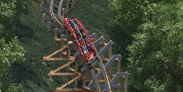 A virtual reality experience introduces the new Lightning Rod roller-coaster at Dollywood. Photo / AP