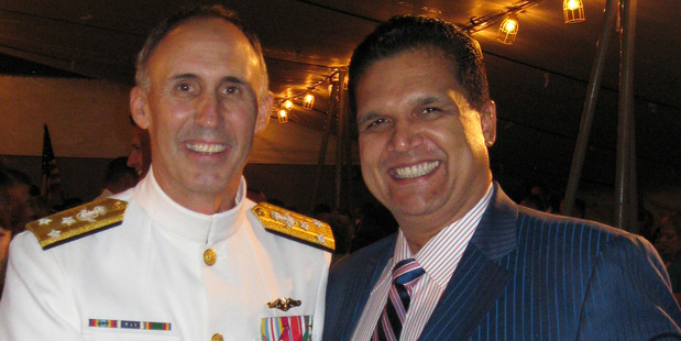 Vice Adm. Scott Buskirk with Leonard Glenn Francis. Photo / The Washington Post