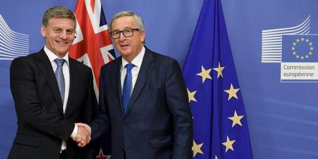 Bill English meets European Commission president Jean-Claude Juncker. Photo / Supplied