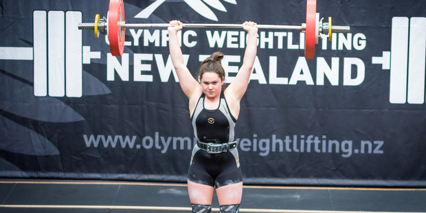 Matanoko McDonald in action during the Olympic Weightlifting New Zealand National Secondary School Championships. Photo: Reuben Lawrence Photography