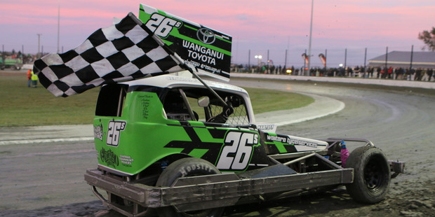 Mitch Vickery won two races on his way to victory in the Taranaki Superstock champs at Stratford Speedway on Saturday night. Photo / Mitchell Bodnar