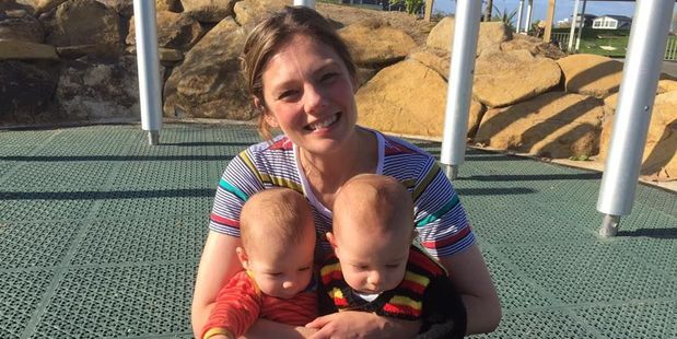 Angela Cuming with two of her three sons at Claudelands' Destination Playground.
Photo / Supplied
