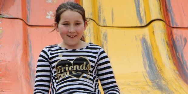 Jordyn Buckland has a go on the super slide.