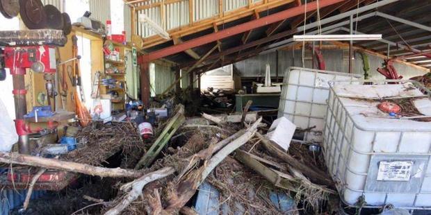 The implement shed after the water receded. Photos: Supplied