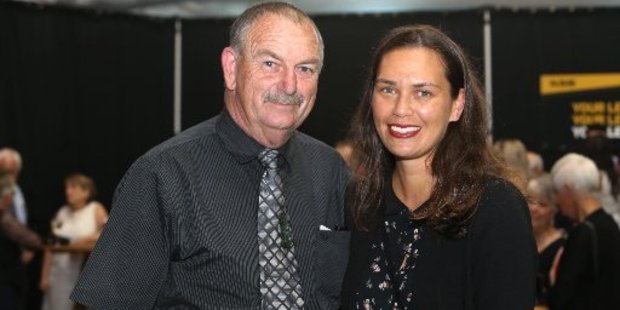 Kaitaia's Shelley Kitchen with father Colin 'Toss' Kitchen at the Northland Sports Awards in Whangarei on Friday shortly before being named as one of two new inductees to the Northland Legends of Sport.