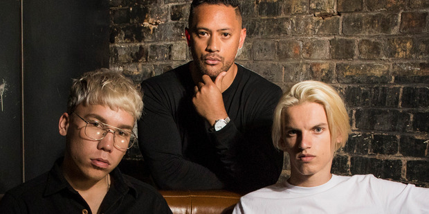 From left: Loic Quedec, Gerard Barton and Freddie McKenzie at Roxy Bar. Photo / Getty Images