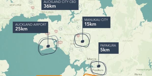 Auranga's location in relation to the CBD.