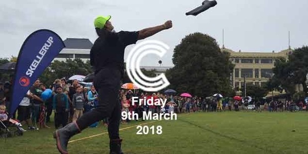 Dame Valerie Adams competes in the gumboot throwing competition at the Hilux New Zealand Rural Games last year. Photo / Kurt Bayer
