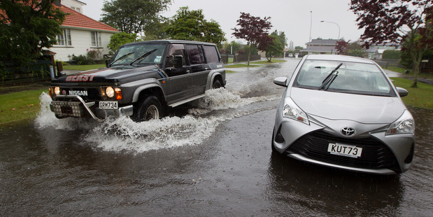 A thunderstorm caused flash flooding in Rotorua yesterday. Photo / Ben Fraser / Rotorua Daily Post