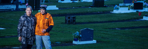 Rotorua sisters Amy Carter and Linda Uluave beside their family plots in Kauae Cemetery. Photo/Stephen Parker