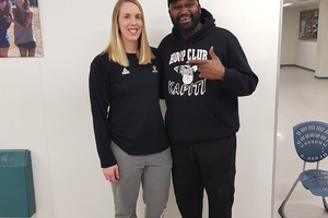 Jacinta Beckley with Hoop Club Kapiti's Angelo Robinson.