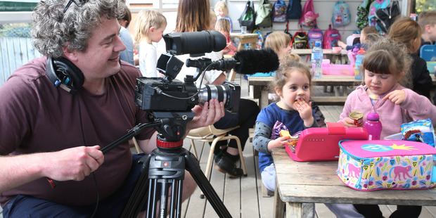 Filmmaker Giles McNeill gets up close and personal during lunch time. Photo/John Stone
