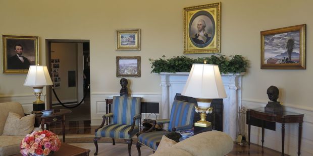 A replica of the George W Bush Oval Office.