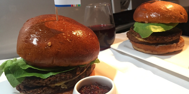 The meat-free Impossible Burger. Photo / Jamie Morton