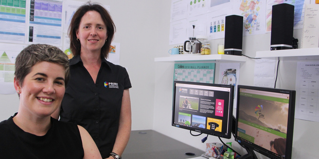 Ellen Hall of Tutaki Youth Inc (left) and Kelly Ellis of PrimoWireless.